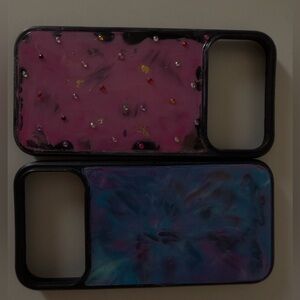 CUSTOM Pink and Blue Swirl Protective Phone Case Set (both)